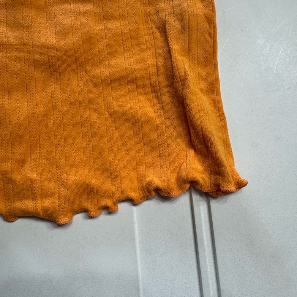 Free People Intimately Womens Orange Ruffled Bottom Ribbed Tank Size Small - Picture 3 of 6